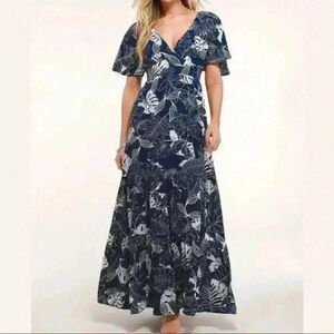 Lulus Savanna Navy Blue Floral Maxi Dress